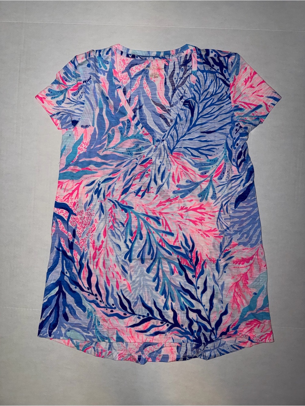 Lilly Pulitzer Pink Blue Coral-Print Short Sleeve Tee